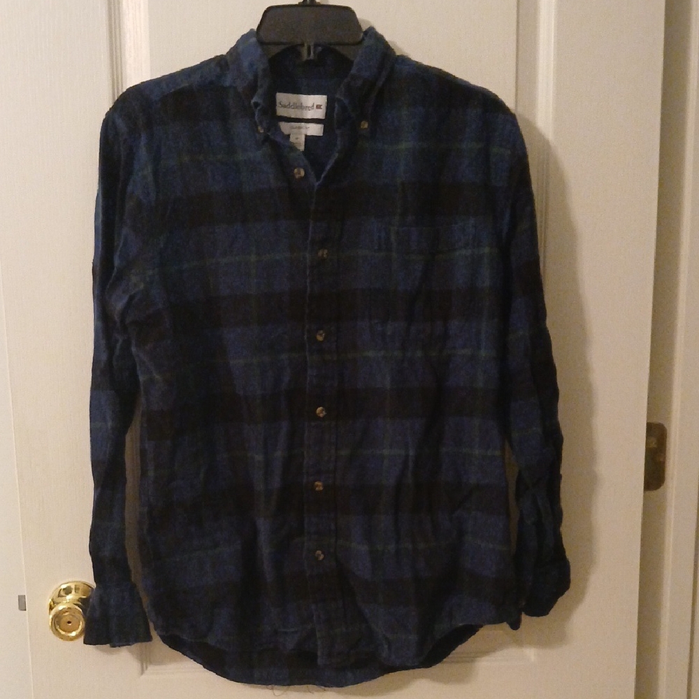 Saddlebred Blue and Black Plaid Button Down Shirt